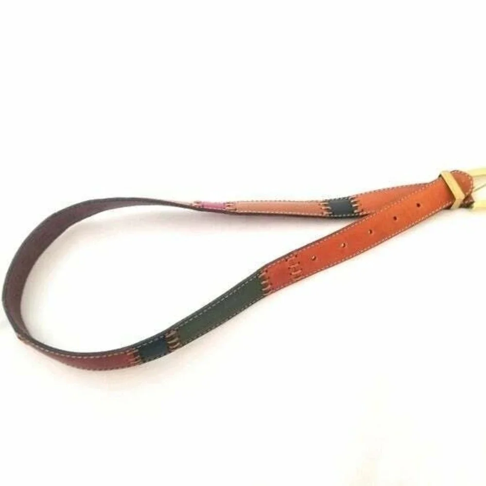Fossil Belt Small Multicolor Genuine Leather Boho Preppy Western Inspired